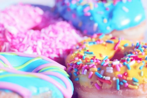 Birthday Donuts with Colorful Frosting & Sprinkles