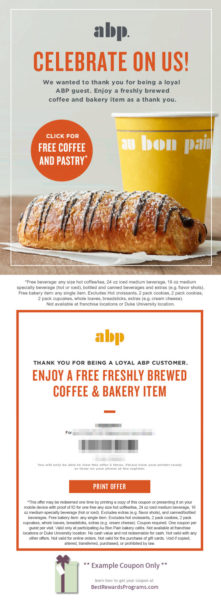 Au Bon Pain Free Birthday Gift with Beverage and Bakery Item