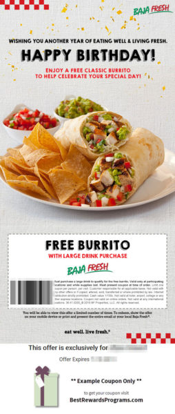 Baja Fresh Free Birthday Food Gift