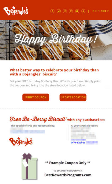 Bojangles' Free Bo-Berry Biscuit Birthday Gift