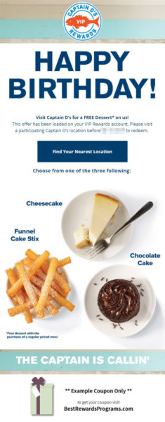 Captain D's Free Birthday Dessert