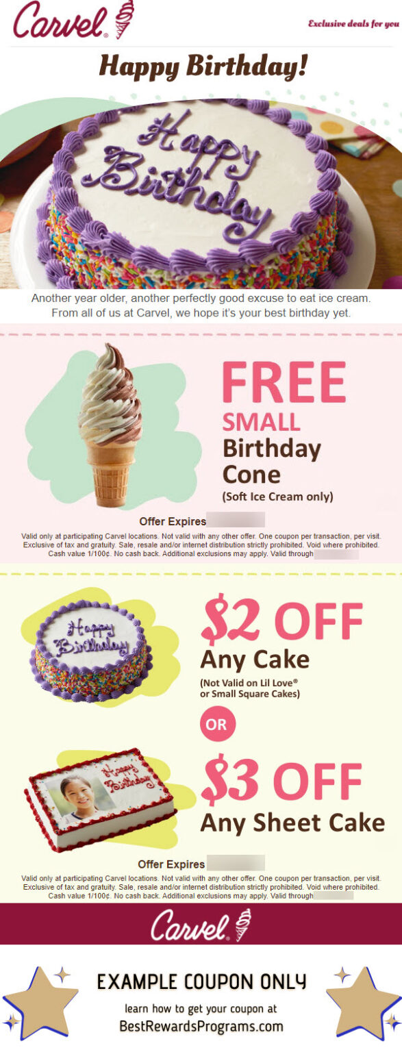 Free Birthday Ice Cream at Carvel Best Rewards Programs