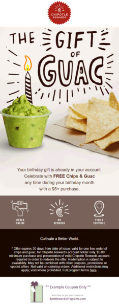Chipotle Free Birthday Gift Chips and Guac with Signup