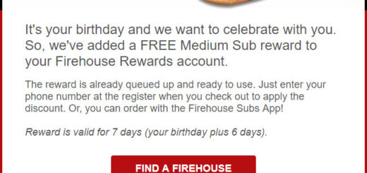 Firehouse Free Birthday Food