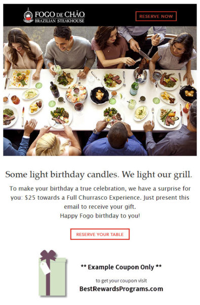 Fogo de Chao Free Birthday Meal