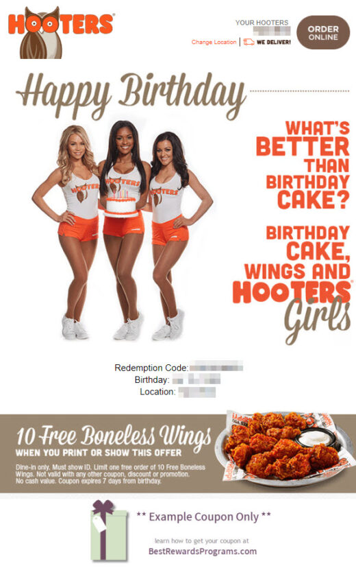 Free Birthday Wings at Hooters