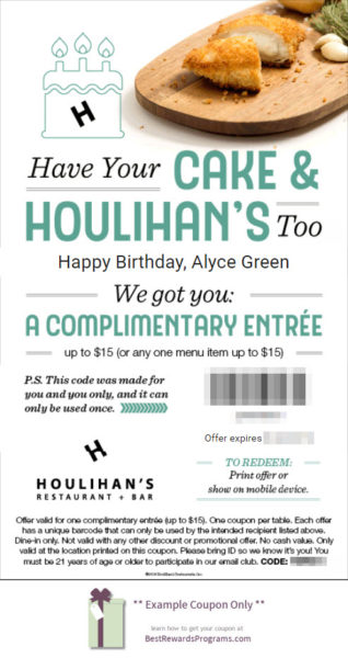 Free Birthday Entree at Houlihan's