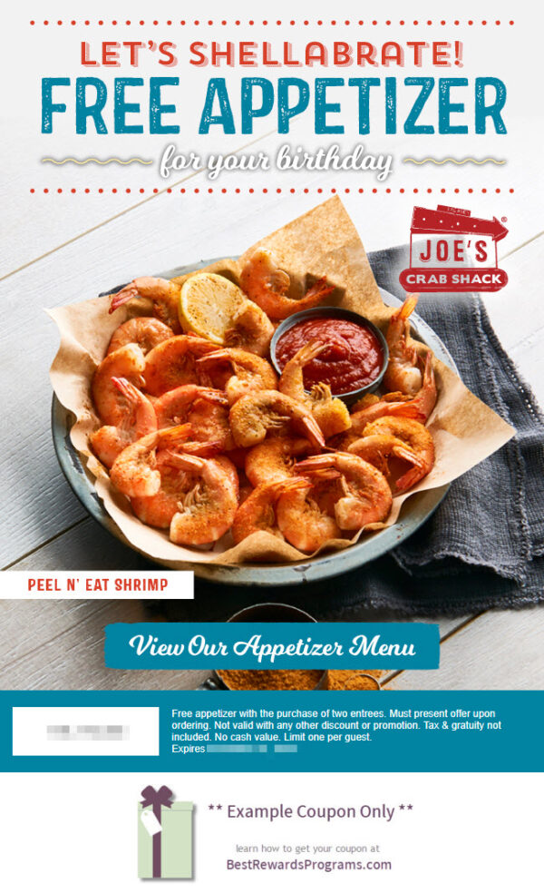 Joe's Crab Shack Free Birthday Appetizer