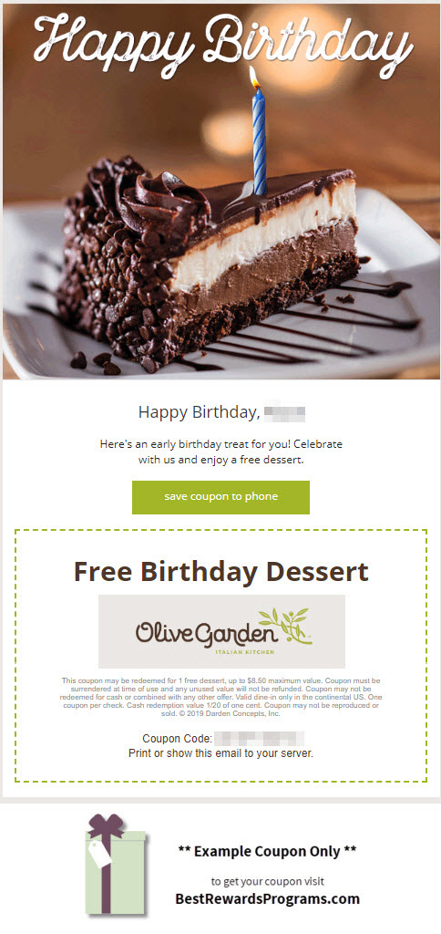 Olive garden free birthday