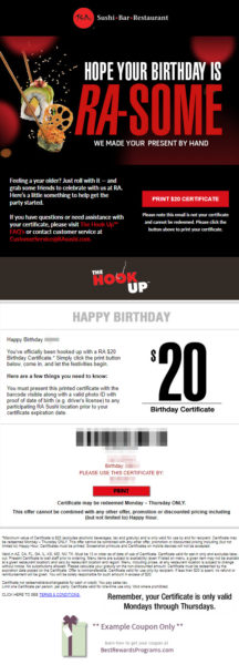 Free Birthday Food at RA Sushi