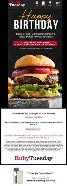 Free Birthday Food at Ruby Tuesday