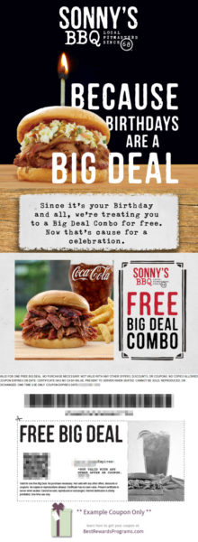 Free Birthday Food at Sonny's BBQ