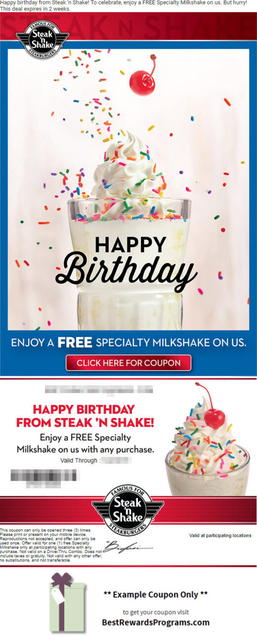 Free Birthday Food at Steak 'N Shake