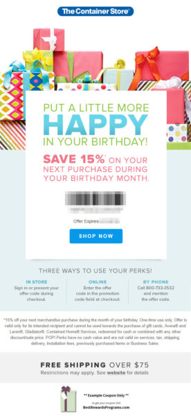 The Container Store Free Birthday Gift Birthday Discount