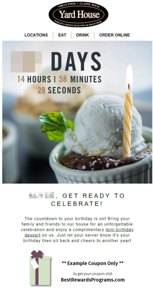 Yard House Free Birthday Food