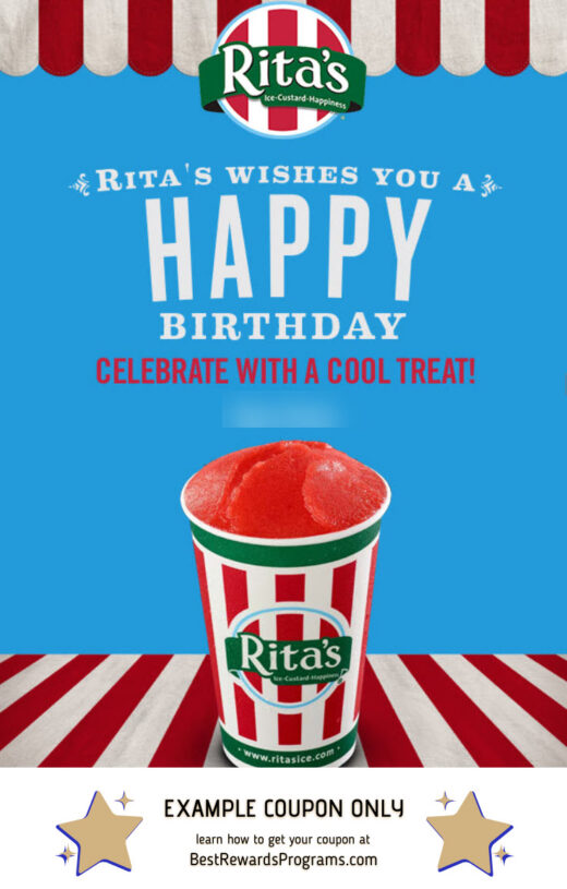 Rita's Ice Custard Birthday Gift - See 100's more Free Birthday Gifts at BestRewardsPrograms.com #ritasitalianice