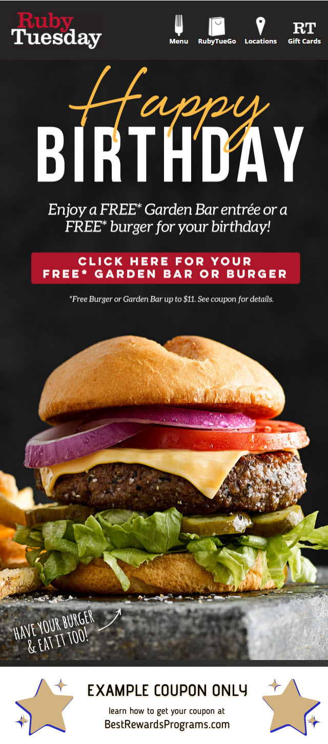 Ruby Tuesday Free Birthday Meals Best Rewards Programs