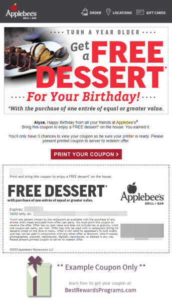 Applebee’s Free Birthday Food #applebees