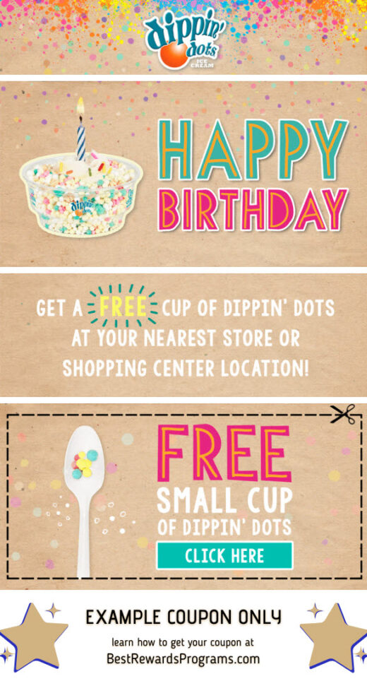 Dippin' Dots Birthday Gift - See 100's more Free Birthday Gifts at BestRewardsPrograms.com #DippinDots