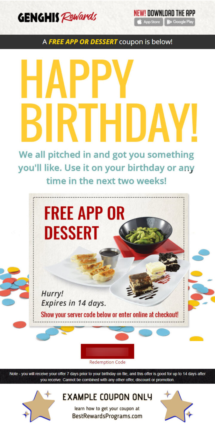 Genghis Grill Free Birthday Food | Best Rewards Programs