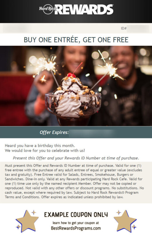 Hard Rock Birthday Gift - See 100's more Free Birthday Gifts at BestRewardsPrograms.com #hardrock