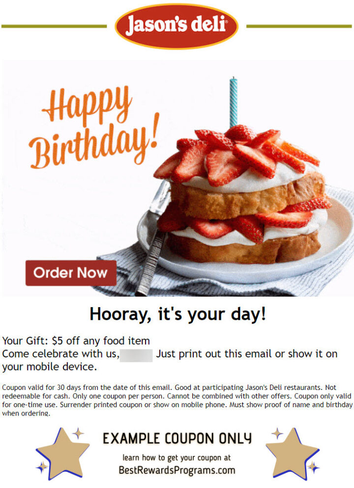 Jason's Deli Free Birthday Food Best Rewards Programs