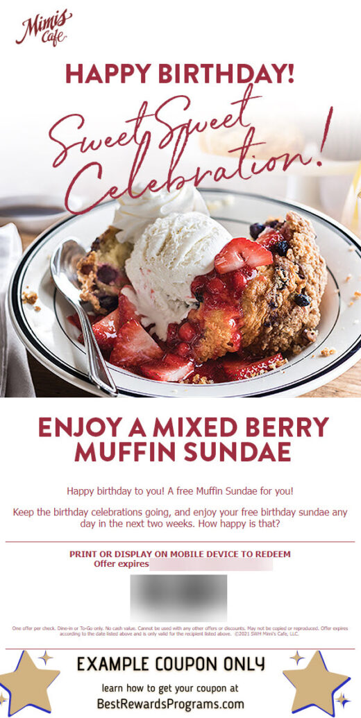 Mimi's Café Free Birthday Gift #mimis_café - details at BestRewardsPrograms.com