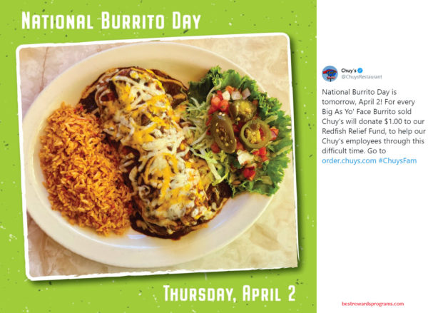 National Burrito Day Offer at Chuy's