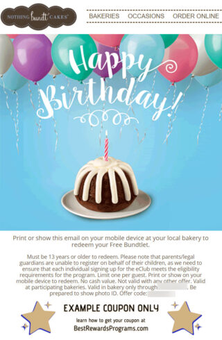 Nothing Bundt Cakes Free Birthday Food | Best Rewards Programs