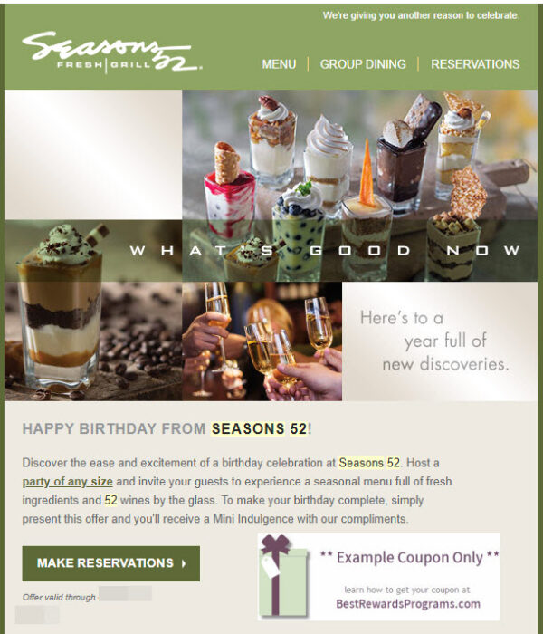 Season's 52 Free Birthday Food #seasons52