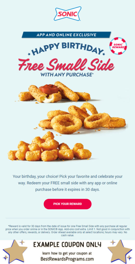 Sonic Free Birthday Gift #sonicdrivein - details at BestRewardsPrograms.com