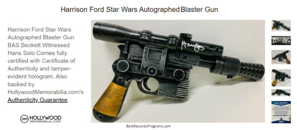 Unique Star Wars Gift - Harrison Ford Autographed Han Solo Blaster Gun