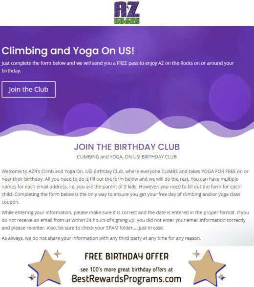AZ on the Rocks Free Birthday Gift #azontherocks - details at BestRewardsPrograms.com