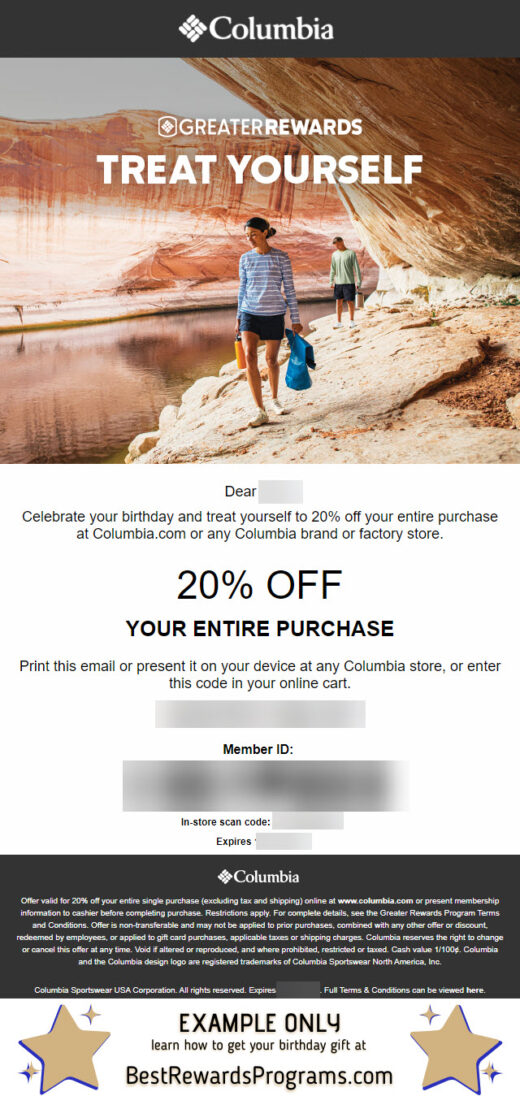 Columbia Sportswear Free Birthday Gift #Columbia1938 - details at BestRewardsPrograms.com