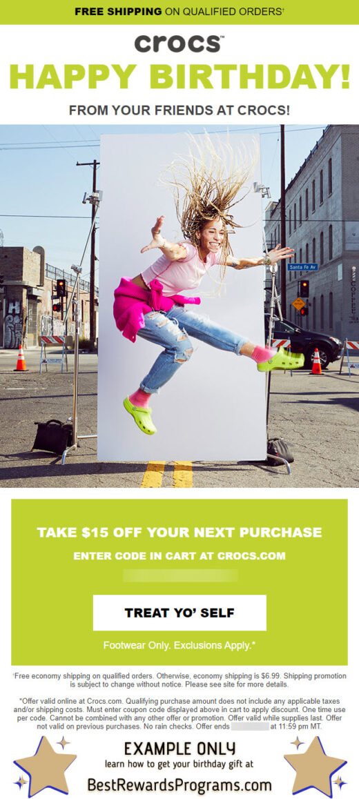 Crocs Free Birthday Gift #Crocs - details at BestRewardsPrograms.com