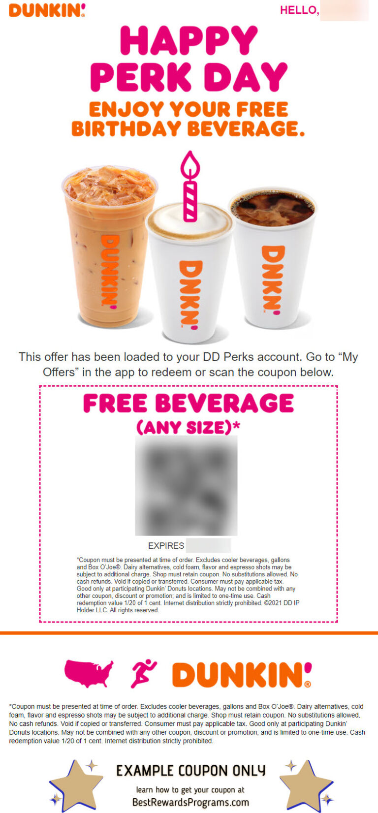 Free Birthday Drink at Dunkin Donuts Best Rewards Programs