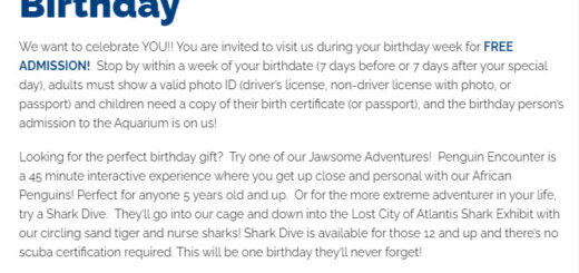 Long Island Aquarium Free Birthday Gift #Liaquarium - details at BestRewardsPrograms.com