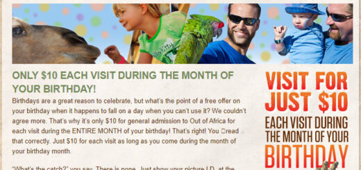 Out of Africa Wildlife Park Free Birthday Gift #OutOfAfricaPark - details at BestRewardsPrograms.com