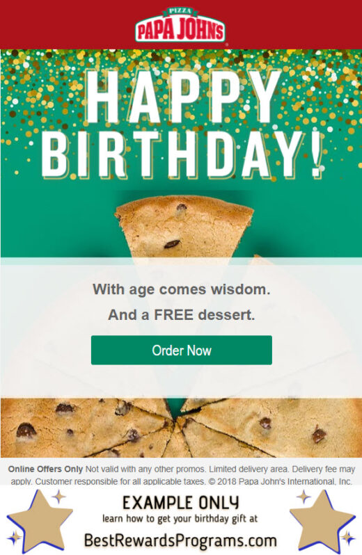 Papa John's Free Birthday Gift #papajohns - details at BestRewardsPrograms.com