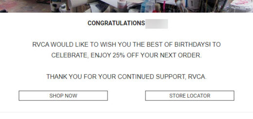 RVCA Free Birthday Gift #RVCA - details at BestRewardsPrograms.com