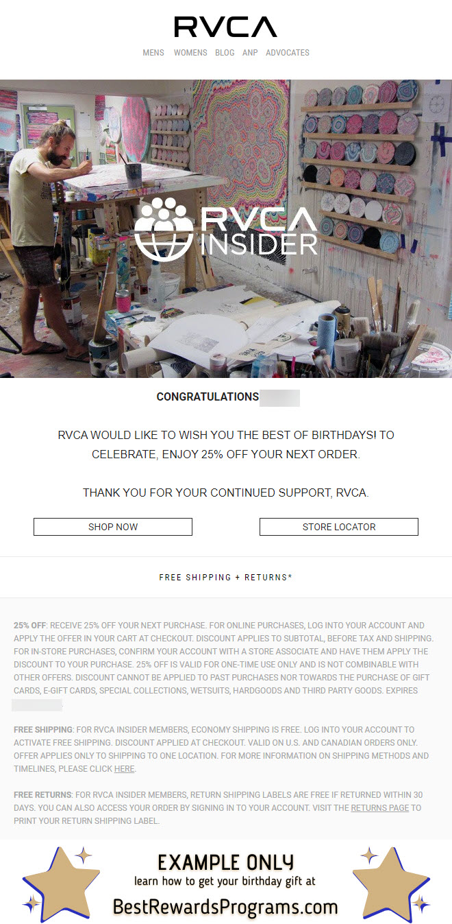 RVCA Birthday Gift - BestRewardsPrograms.com #RVCA