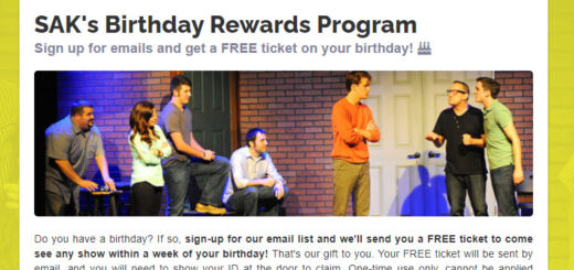 SAK Comedy Lab Free Birthday Gift #sakcomedylab - details at BestRewardsPrograms.com