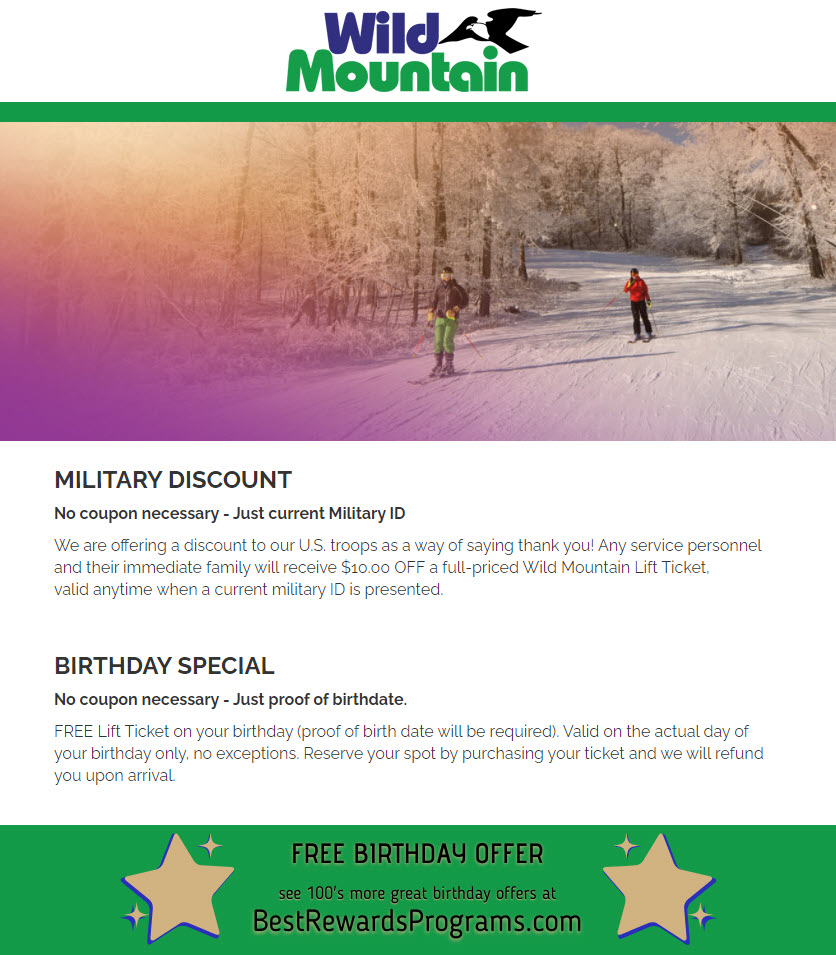 Wild Mountain MN Birthday Gift - BestRewardsPrograms.com #WildMountainMN