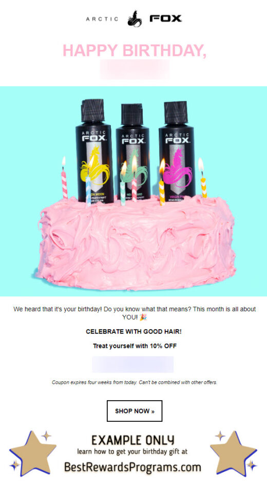 Arctic Fox Free Birthday Gift - details at BestRewardsPrograms.com #arcticfoxhaircolor #arcticfoxcolor