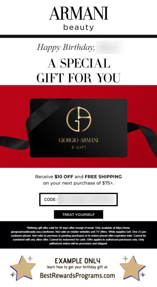 Giorgio Armani Free Birthday Gift - details at BestRewardsPrograms.com #Armani