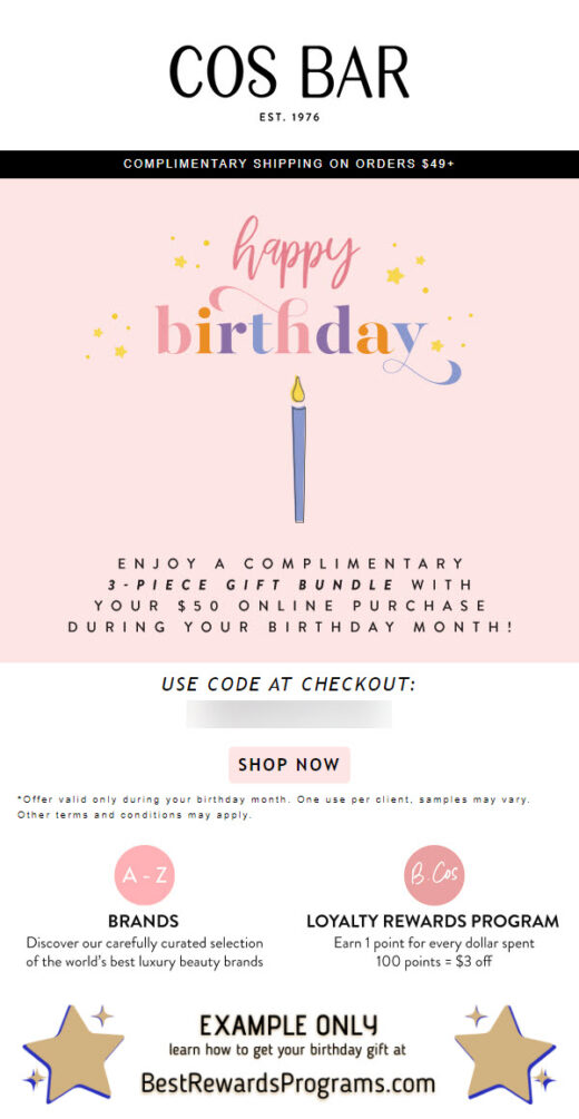 Cos Bar Free Birthday Gift - details at BestRewardsPrograms.com #CosBar