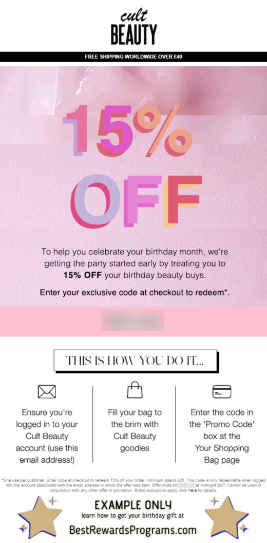 Cult Beauty Free Birthday Gift - details at BestRewardsPrograms.com #CultBeauty