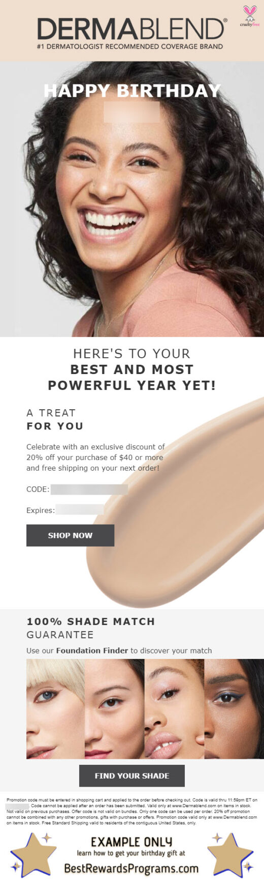 Dermablend Free Birthday Gift - details at BestRewardsPrograms.com #dermablendpro