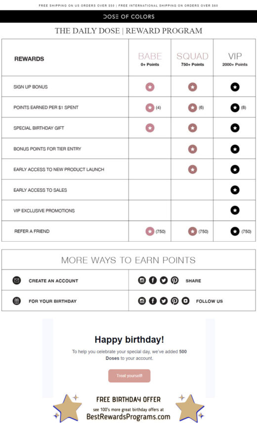 Dose of Colors Free Birthday Gift - details at BestRewardsPrograms.com #DoseofColors