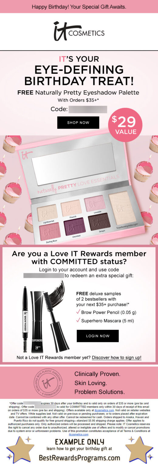 It Cosmetics Free Birthday Gift - details at BestRewardsPrograms.com #itcosmetics